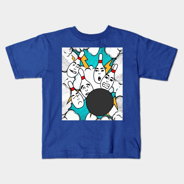 Funny Skittles Bowling Match Kids T-Shirt by flofin